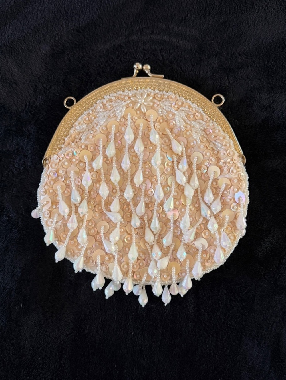 Vintage Iridescent Beaded Sequins Formal Evening Clutch Bag